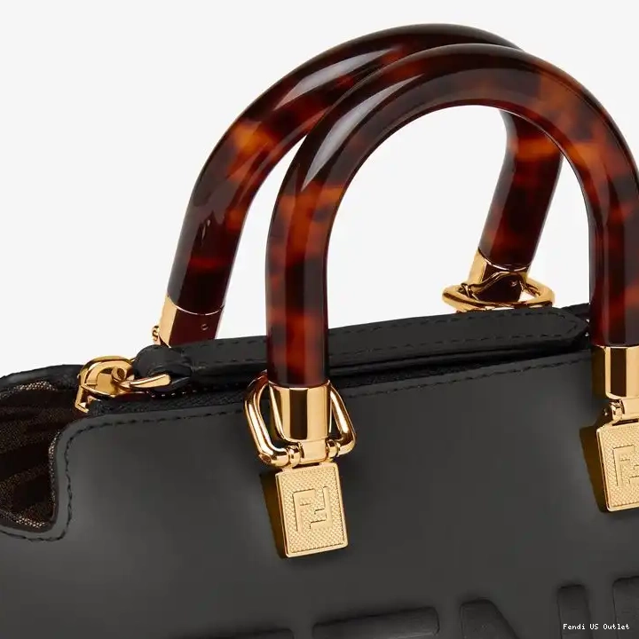 Vintage HOT Fendi Calf In Leather Logo Black Bag ROMA By The Mini Boston Way 0521